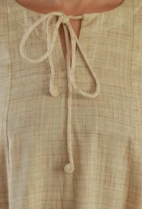 Beige Cotton Tie-Up Flared Kurta image 5