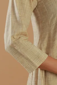 Beige Cotton Tie-Up Flared Kurta image 6