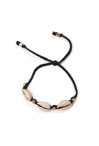 Minimalist Cowrie Shell Black Thread Anklet image 2