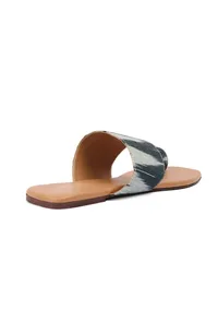 Black & Caramel Brown Ikat One toe Cruelty Free Leather Flats image 6