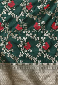 Bottle Green Color Semi Silk Dupatta With Zari Weaving image 5