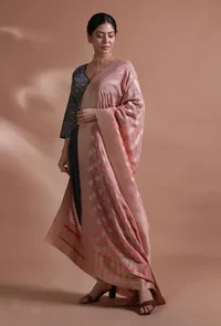 Peach Color Cotton Silk Georgette Embroidered Dupatta image 3