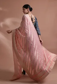 Peach Color Cotton Silk Georgette Embroidered Dupatta image 4