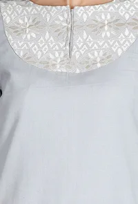 Light Blue Kurta With Kantha Embroidery image 4