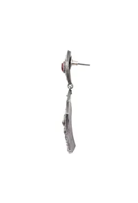 Plum Pink Stone Tribal Motif Brass Tribal Earrings image 3