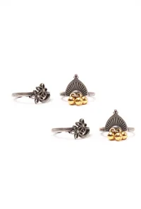 Set of 4: Tribal Ghungroo Silver Brass Toering image 2