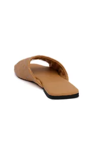 Caramel Brown Quilted Cruelty Free Leather Sliders image 6