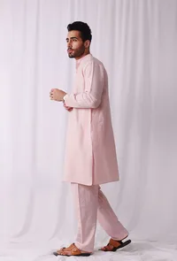 Set of 2: Orange Striped Cotton Kurta and Pajama image 2