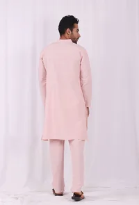 Set of 2: Orange Striped Cotton Kurta and Pajama image 4