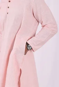 Set of 2: Orange Striped Cotton Kurta and Pajama image 5