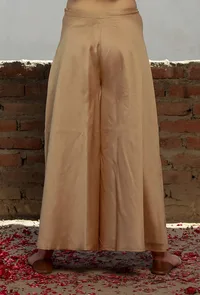 Solid Beige Flared Palazzo Pants image 4
