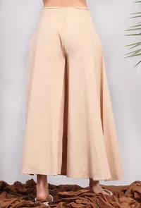 Solid Beige Flared Palazzo Pants image 5