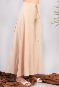 Solid Beige Flared Palazzo Pants image 6
