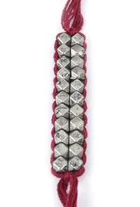 Set Of 2: Achsa Maroon Thread & Antique Plated Brass Beaded Anklets image 4