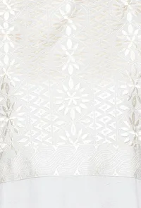 Pale Grey Kurta With Kantha Embroidered Yoke image 4