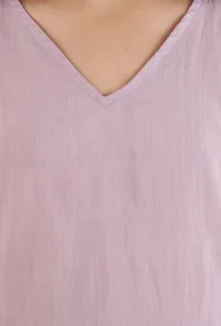 Set Of 2: Light Purple Mulmul Kurta & Mauve Pants image 5