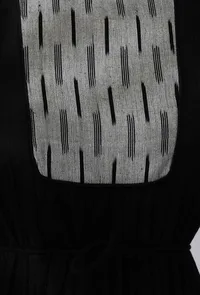 Black Asymmetrical Tie-Up Kurta With Ikkat Yoke In Front And Back Side Panels image 5