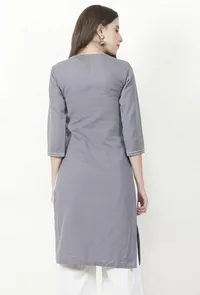 Grey Cotton Flex Straight Fit Kurta image 4