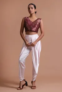 Dark Purple Color Brocade  Blouse image 2