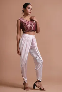 Dark Purple Color Brocade  Blouse image 3