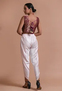 Dark Purple Color Brocade  Blouse image 5