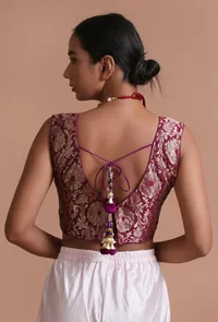 Dark Purple Color Brocade  Blouse image 6