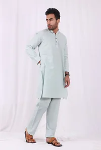 Set of 2: Green Striped Cotton Kurta and Pajama image 4