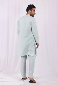 Set of 2: Green Striped Cotton Kurta and Pajama image 5