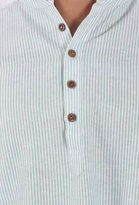 Set of 2: Green Striped Cotton Kurta and Pajama image 6
