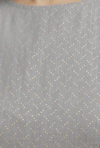 Grey Hand-Block Printed Halter Neck Dress image 5