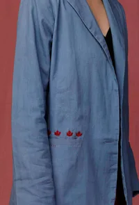 Blue Notched Linen Overcoat image 6
