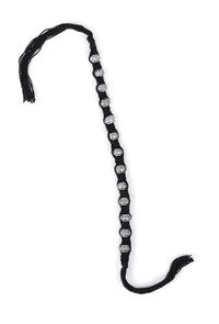 Set Of 2: Aiza Black Thread & Antique Plated Brass Beaded Anklets image 3