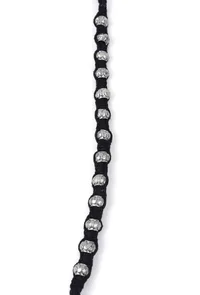 Set Of 2: Aiza Black Thread & Antique Plated Brass Beaded Anklets image 4