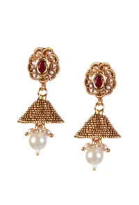 Trishika Temple Heritage Kemp Necklace Set with Pearls image 5