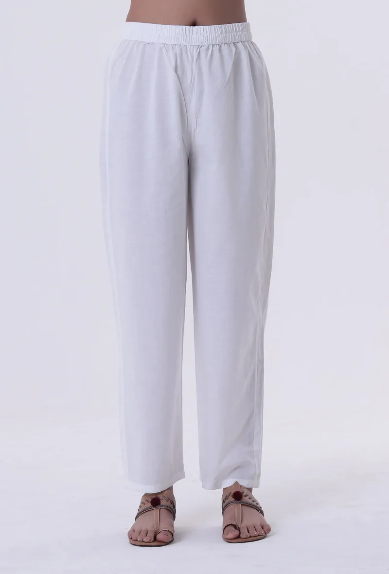 Yellow & White Cotton Block Printed Pant