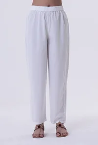 Yellow & White Cotton Block Printed Pant image 1