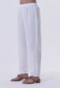 Yellow & White Cotton Block Printed Pant image 2