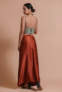 Green Color Raw Silk Sitara Work Blouse image 5