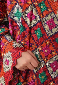 Maroon allover embriodred phoolkari dupatta image 4