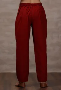 Lata Maroon Straight Woollen Pants image 4