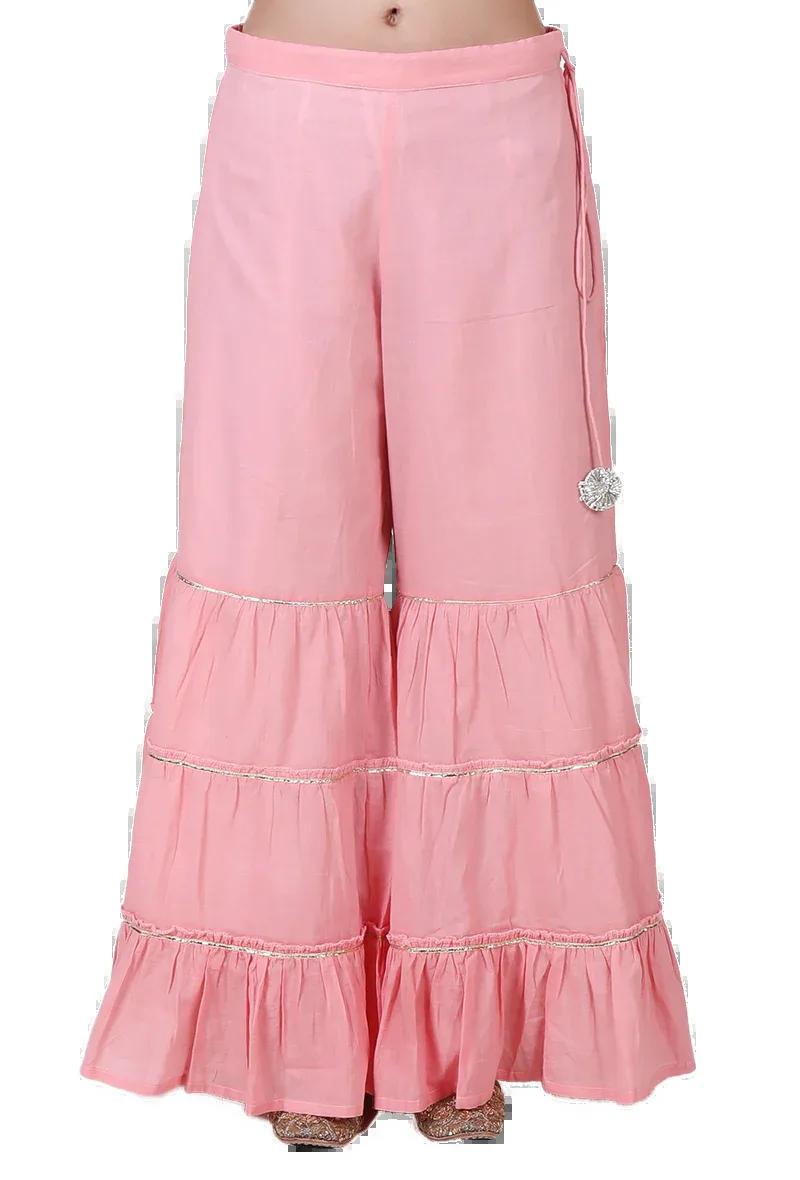 Plan Cotton Peach Shrug With Gota Lace Detailing