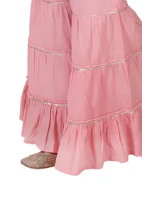 Plan Cotton Peach Shrug With Gota Lace Detailing image 4