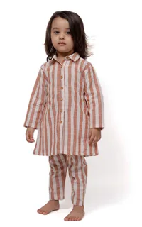 Set of 2 - Rust Stripe Tunic Dress with Pants image 1