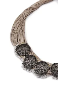 Kundan Party Wear Jute Antique Necklace image 3