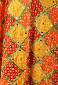 Mustard allover embriodred phoolkari dupatta image 4