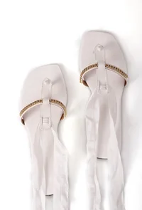 Onyx White Braided Tie Up Flats image 2