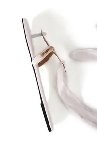 Onyx White Braided Tie Up Flats image 4