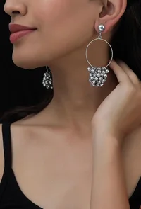 Aqua Silver Tribal Earrings image 1