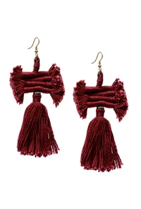 Maroon Tribal Thread Earrings image 2