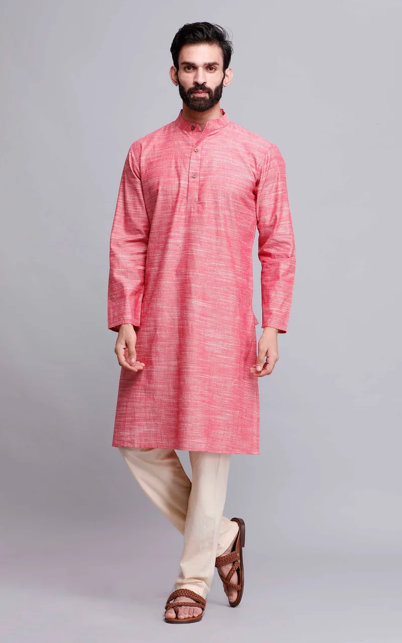 Set of 2: Dusty Pink Cotton Kurta and Pajama